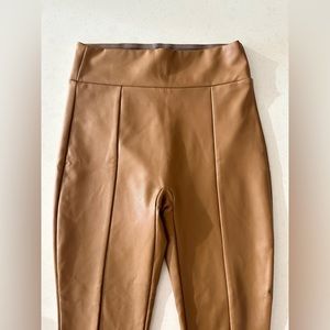 Abercrombie Faux Leather Leggings Ankle Zip Small Camel